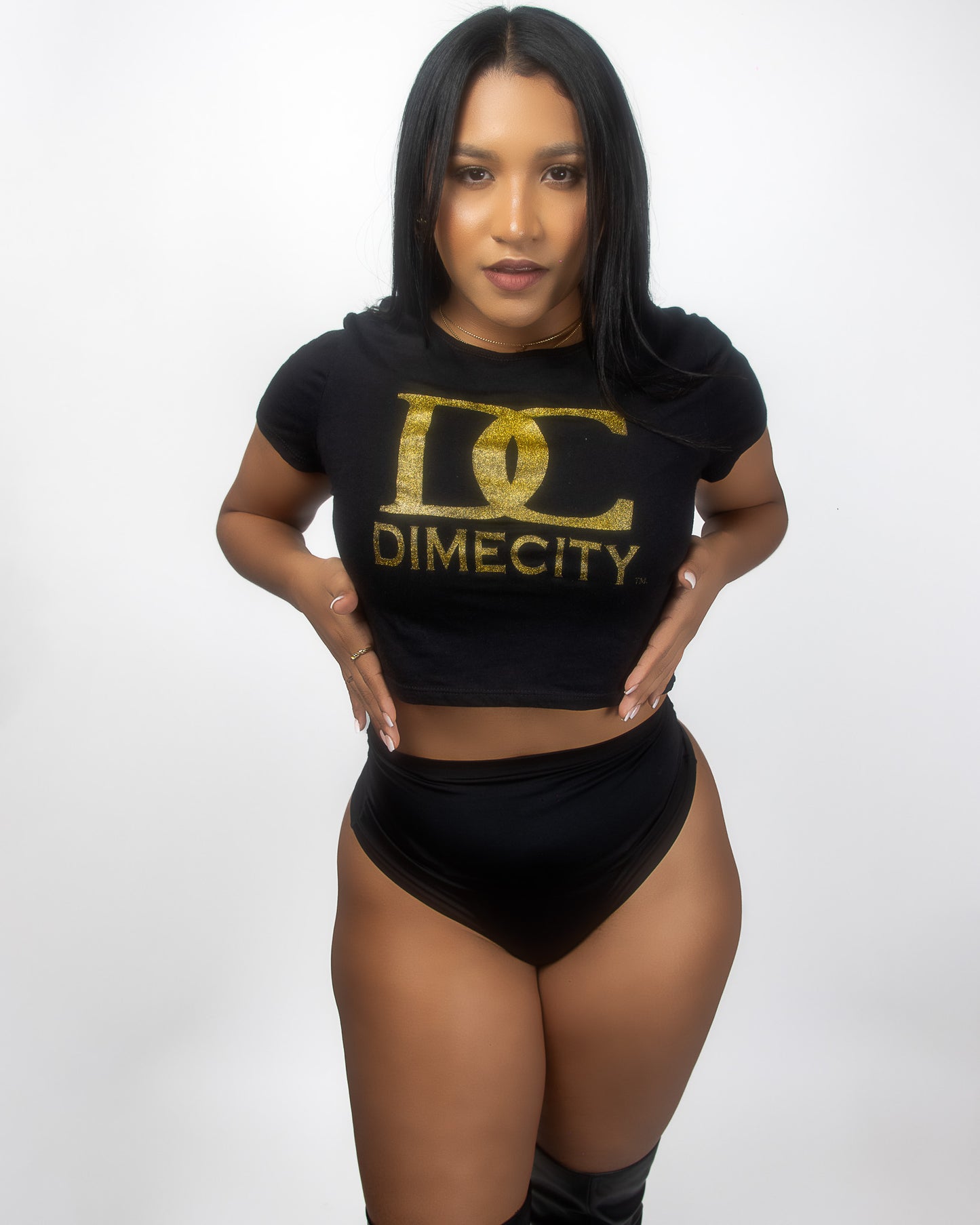 Dime City Women's Luxury Short-sleeve Crop Top